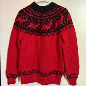 Vintage Dale of Norway wool Norwegian red reindeer sweater fairisle Nordic